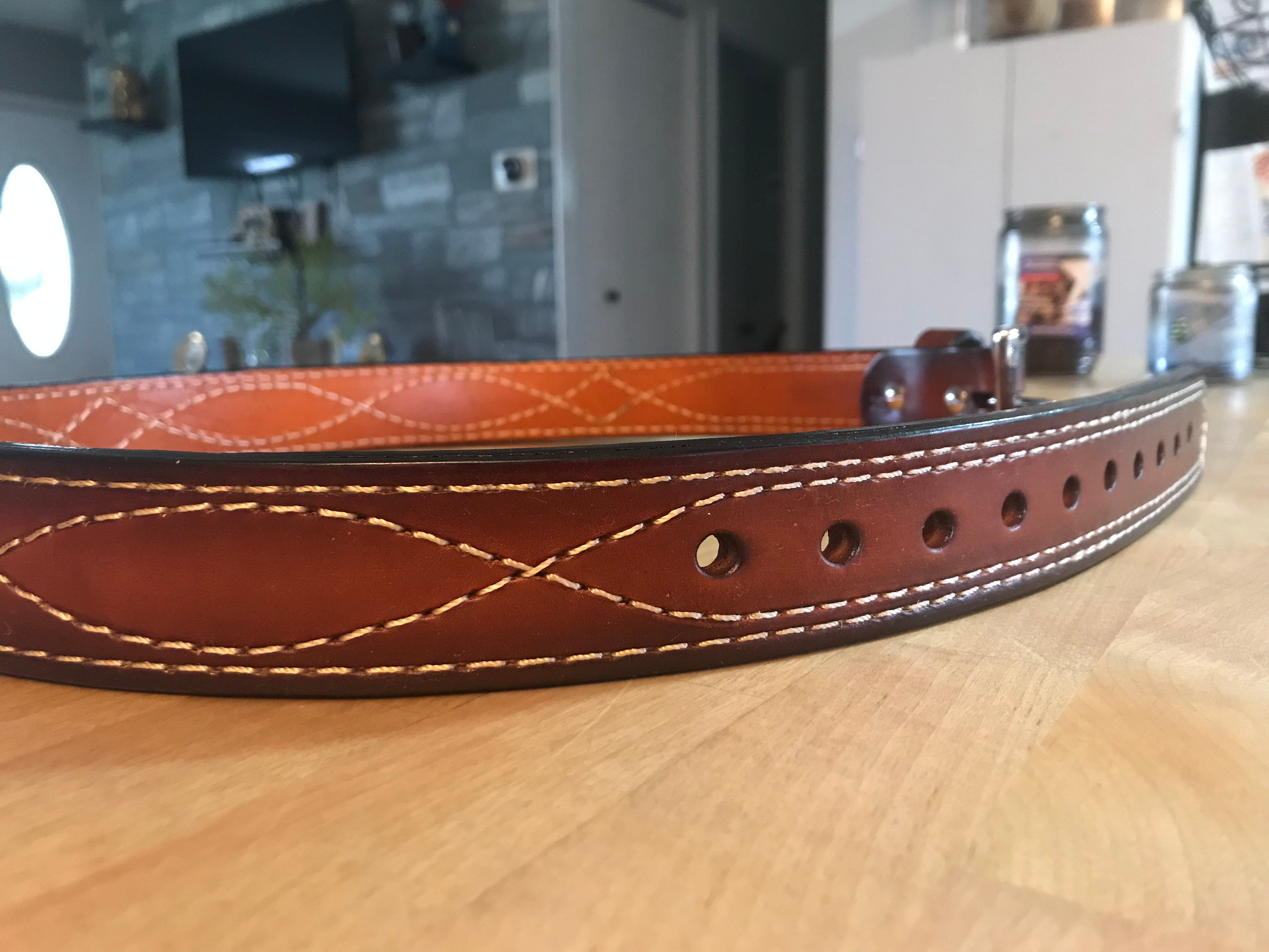 Classic Leather Belt/ Design Stitched