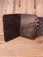 Men's Vertical Wallet With Snap Cover- Hand Dyed - Black Swamp Leather Company