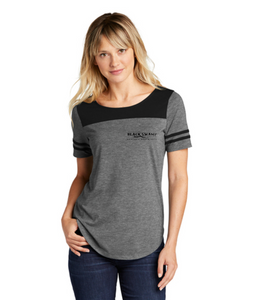 Women's Embroidered Tri-Blend Fan T-Shirt with black thread - Black Swamp Leather Company