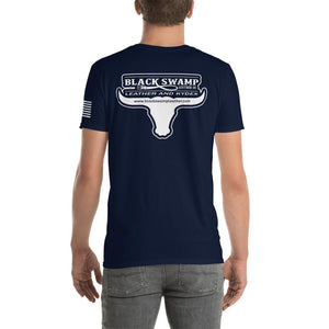 Short-Sleeve Unisex T-Shirt with Longhorn Logo - Black Swamp Leather Company